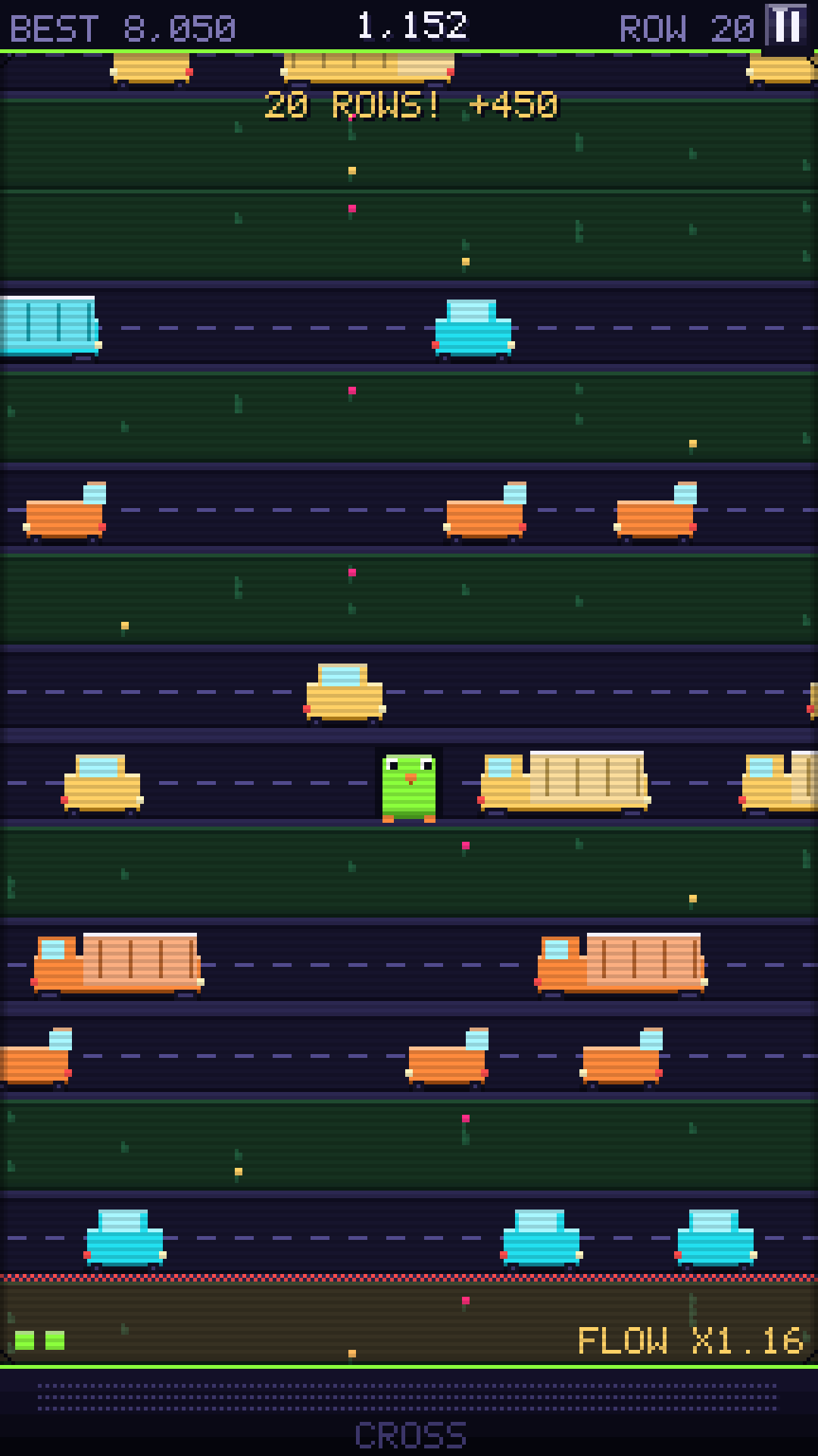 Cross Town: traffic in lanes with the player between them