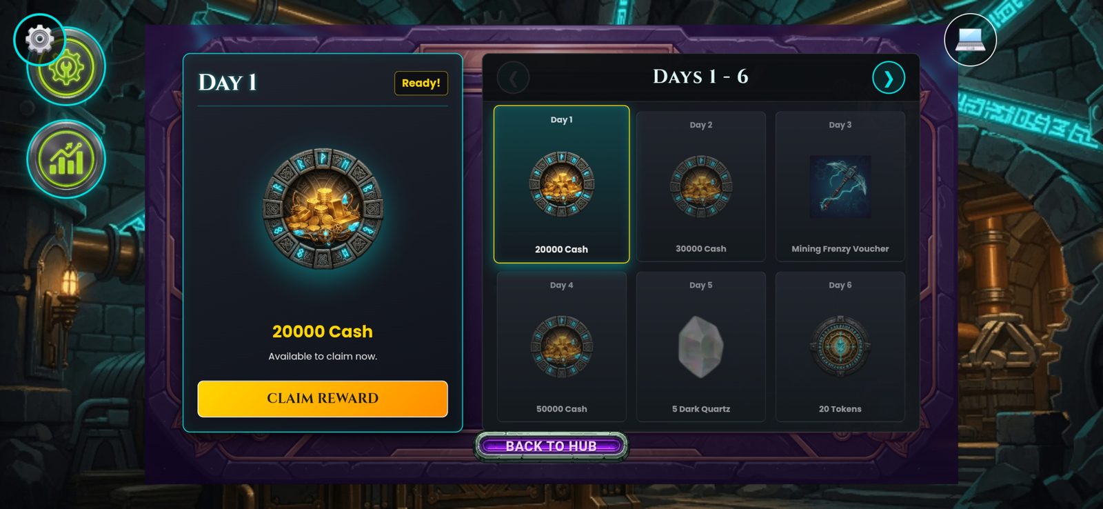 The 30-day daily rewards calendar