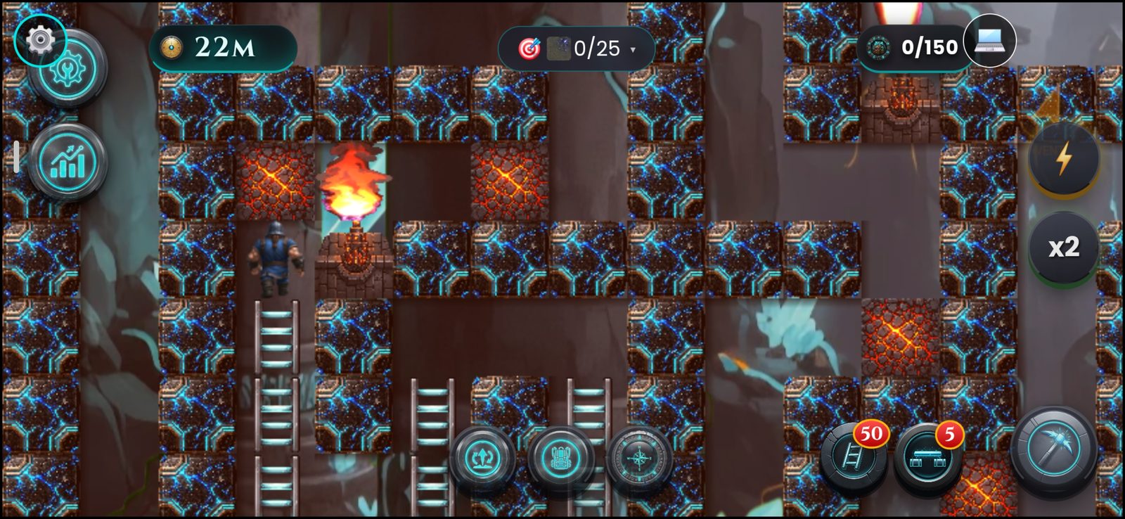 Inside a vault dodging an active flame jet
